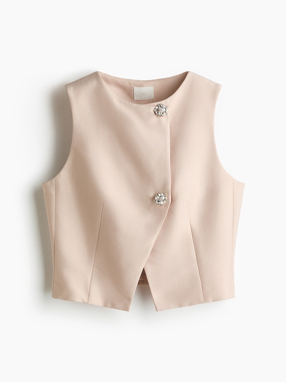 H&M Sleeveless Asymmetric Wrap Vest in Light Beige
